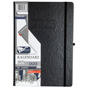 2024 Kalendarz Elefant Jazz A4 dzienny, Czarny
